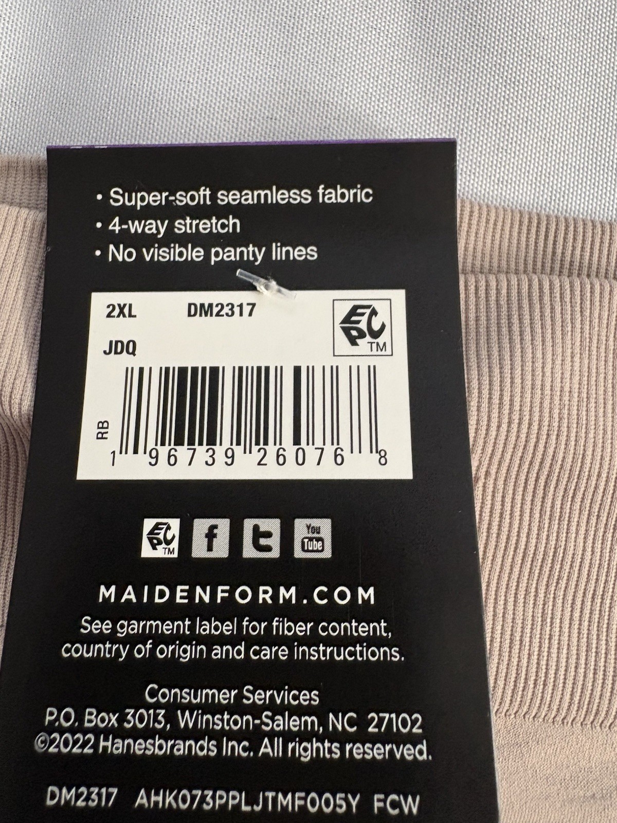 NEW Maidenform Seamless High Leg Bikini Black Women’s DM2317 Size 2Xlarge 2 Pair