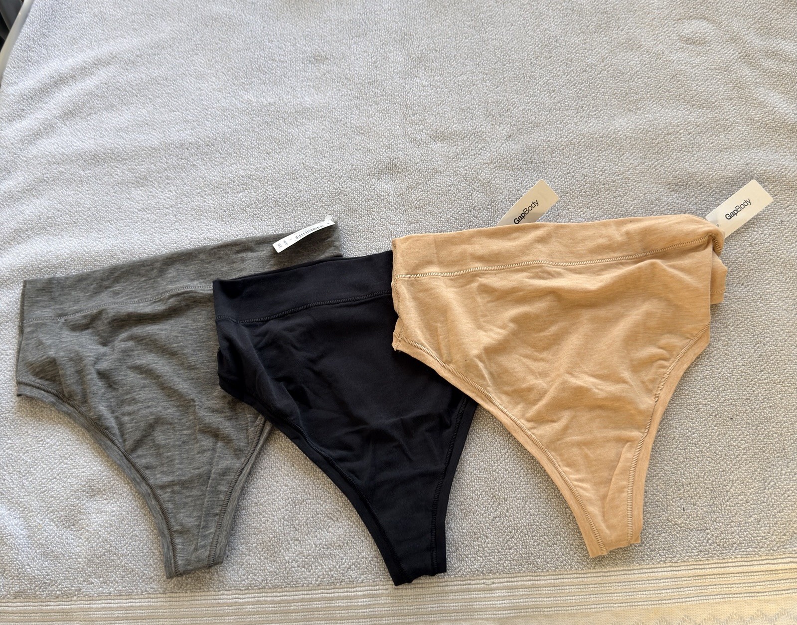 GapBody Women’s 3 Pack High Cut Brief Underwear Size S Gray Black Nude NWT