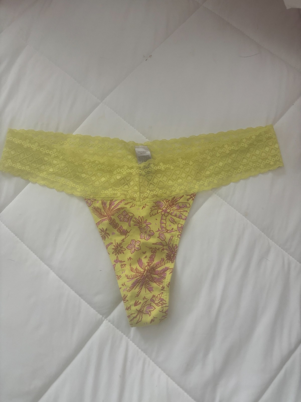 Victoria’s Secret Thong Panties / Laced Waist/ Size L/ Tropical Pattern/ NWT