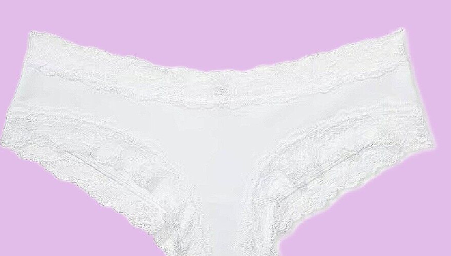 XL Bright White Victoria’s Secret Stretch Cotton Lace-Waist & Leg Cheeky Pantie