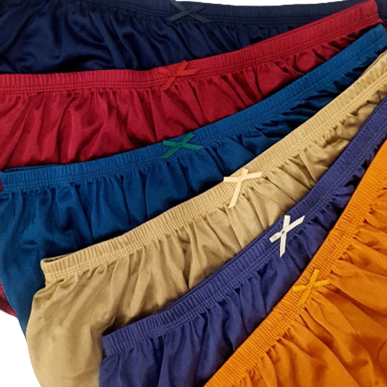 6x Nylon Full Cut Panties Size 3XL Hips 44″-54″ Shiny Sissy Granny Asst. Colors