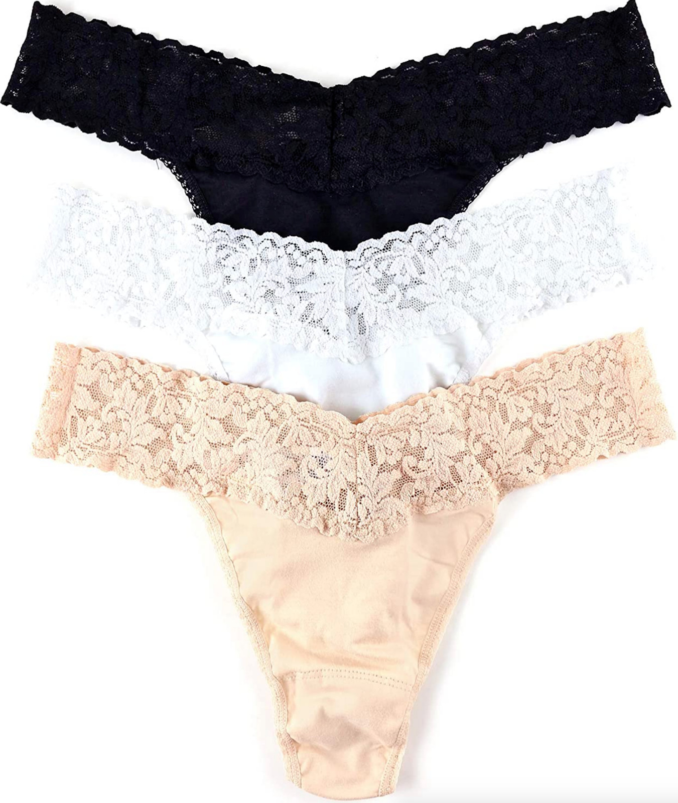 Hanky Panky L120550 Multi Original Rise Cotton Thong 3-Pack Womens Size One Size
