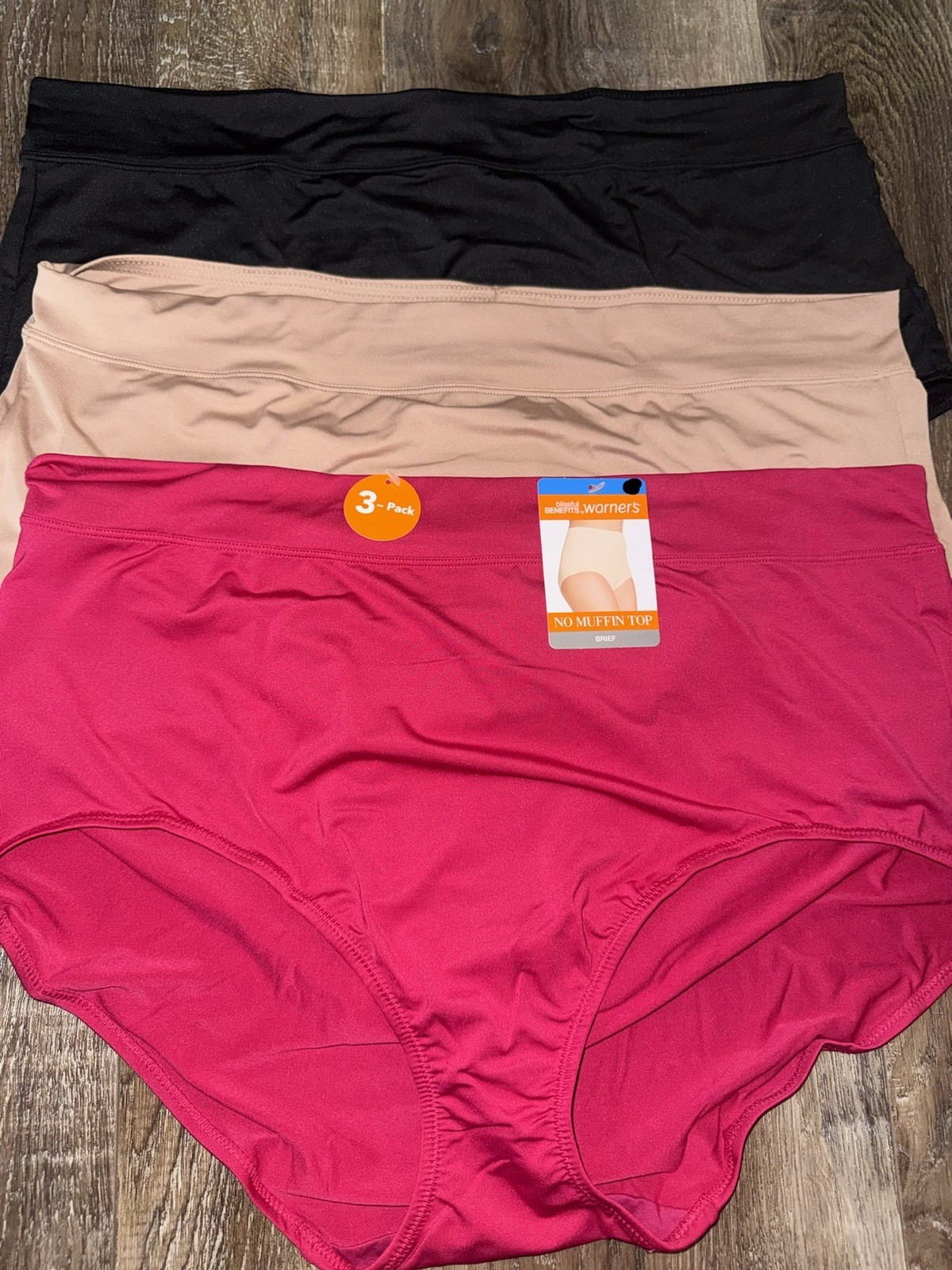 Warners ~ Womens Brief Underwear Panties Polyester Blend 3-Pair ~ 5X