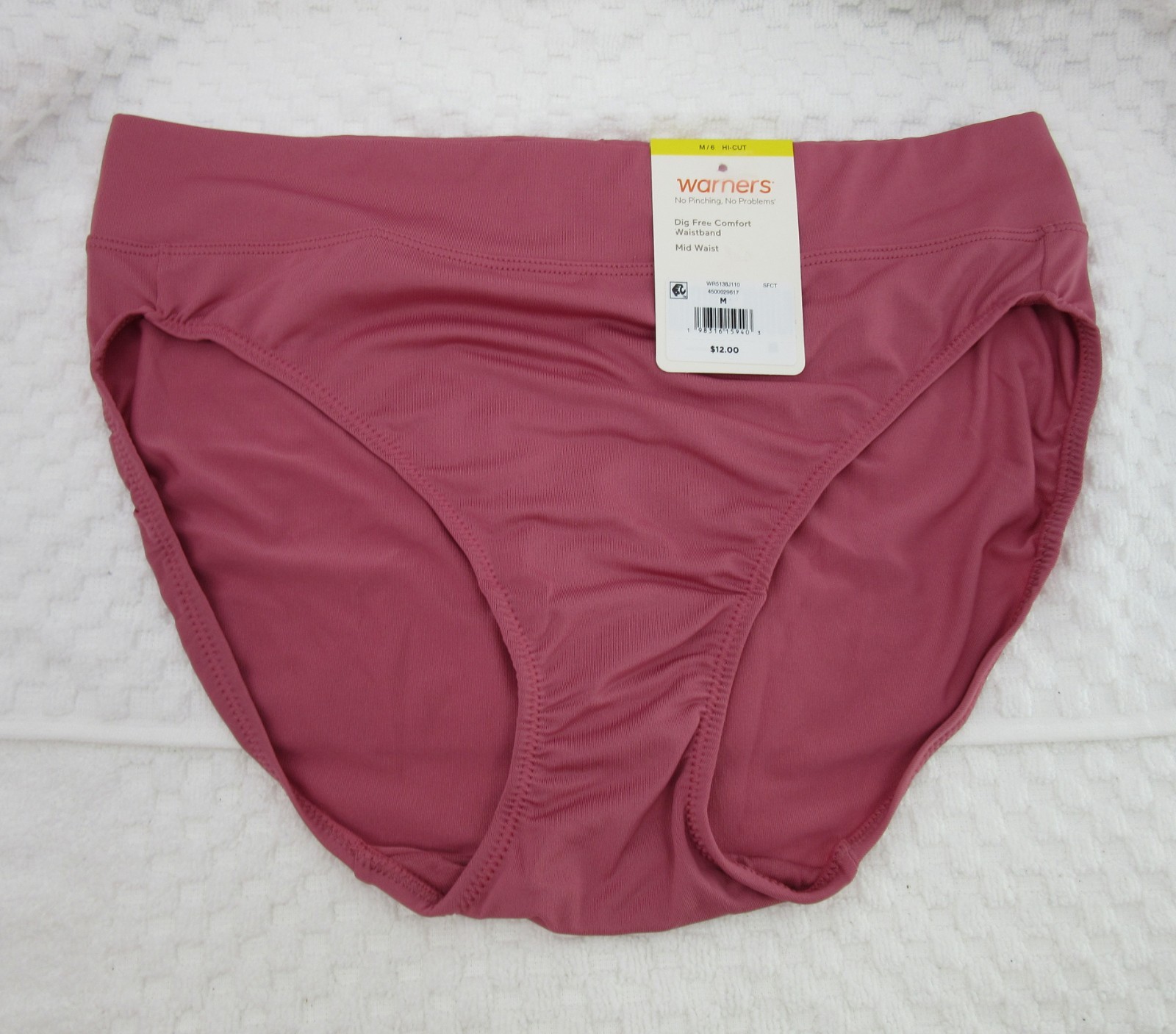 New set/3 WARNER’S no muffin top microfiber HI CUT MAUVE IVORY FLORAL M/6