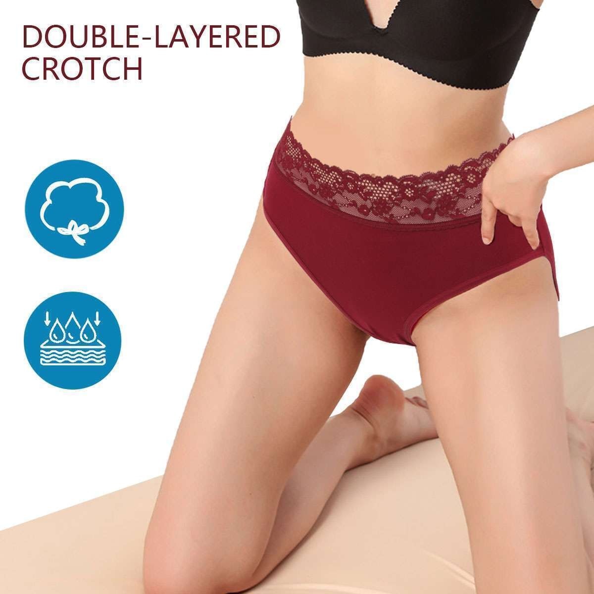3X Womens Lace Underwear High Waist Stretch Briefs Soft Underpants Panties S-2XL