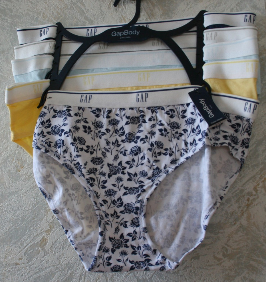 GAP BODY 5 pack Hipster panties Medium Cotton Blue Navy Gray Yellow White floral