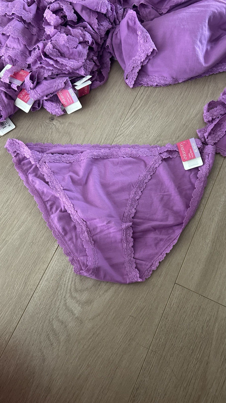 Xhilaration Women’s Bikini Panties XL 12-Pack Purple Lace Trim