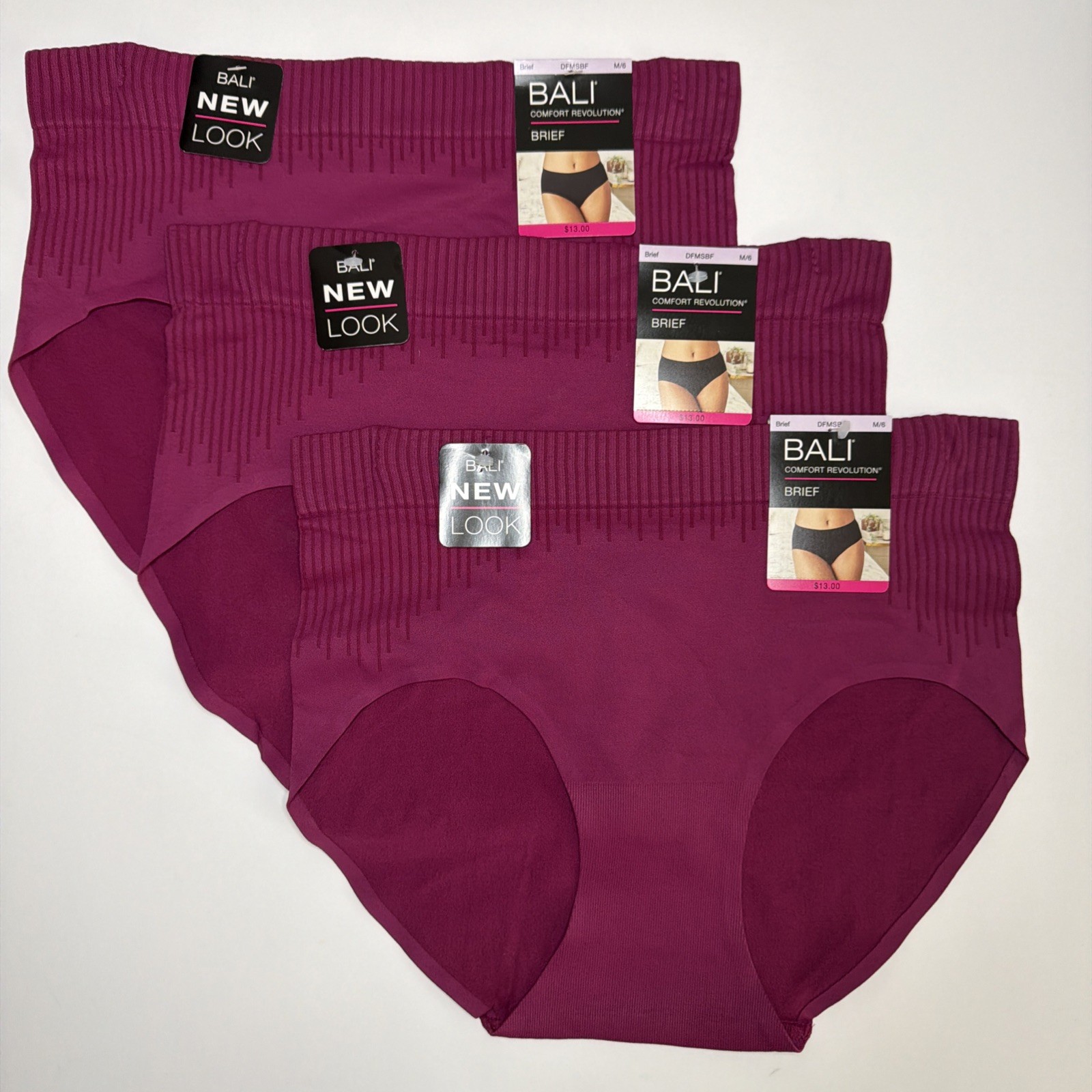 Bali Comfort Revolution Modern Seamless Maroon Brief Panty M/6 DFMSBF 3 Pack