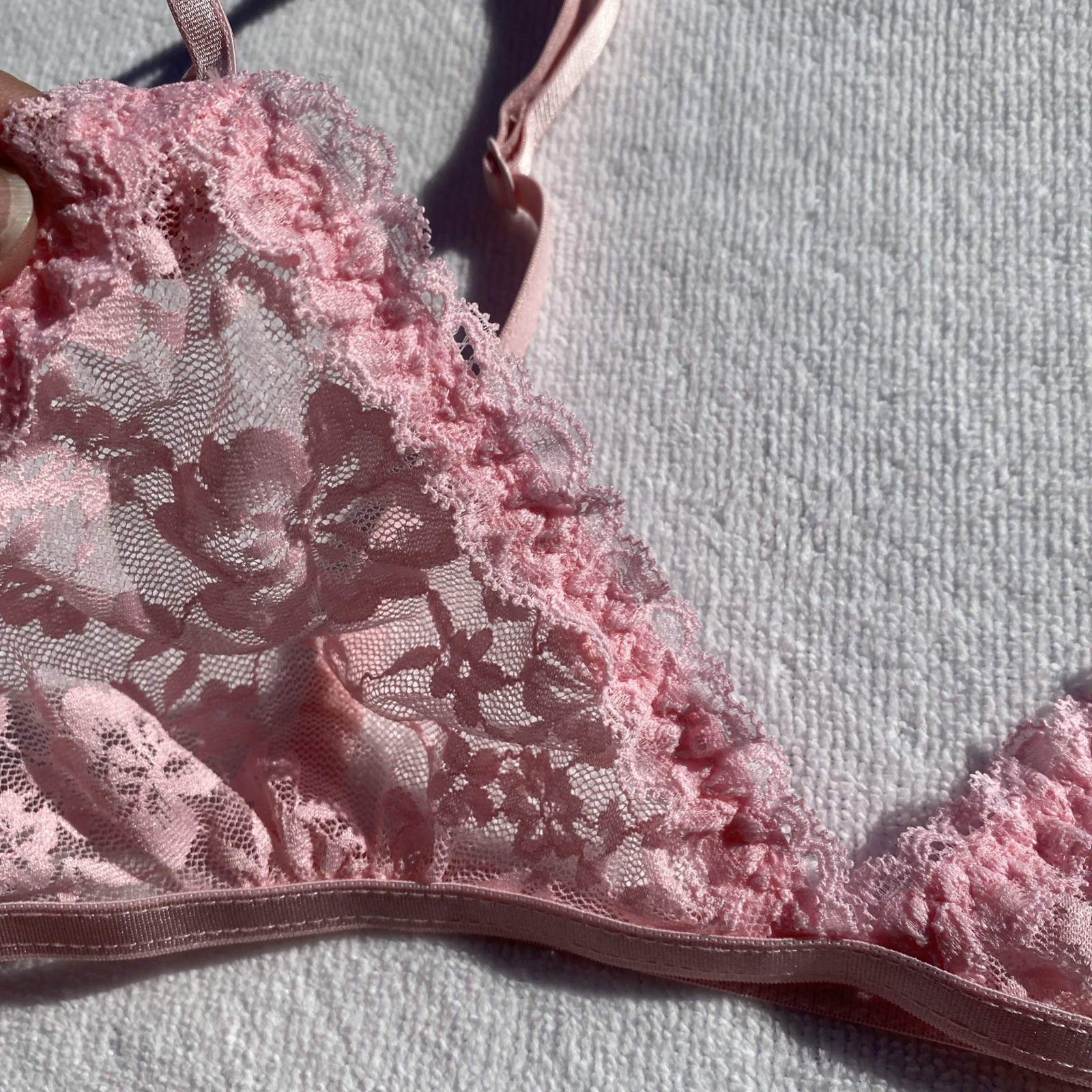 Small Pink Stretch Lace Bra & Panty Set
