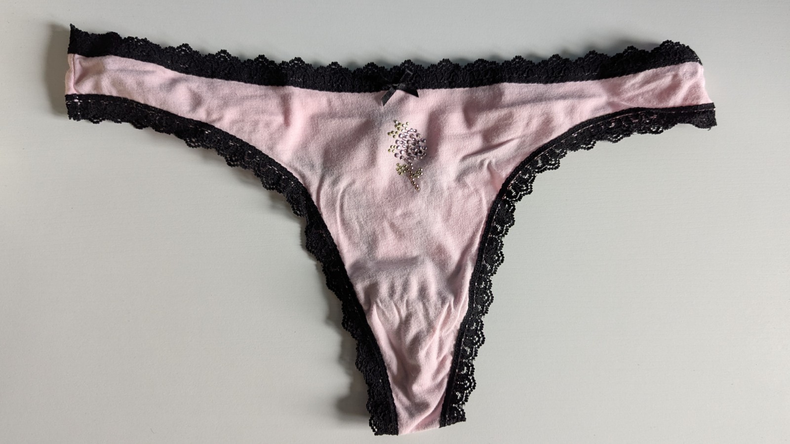 Y2K Vintage Betsey Johnson Cotton Studded Rose Low Rise Thong Panties M Rare