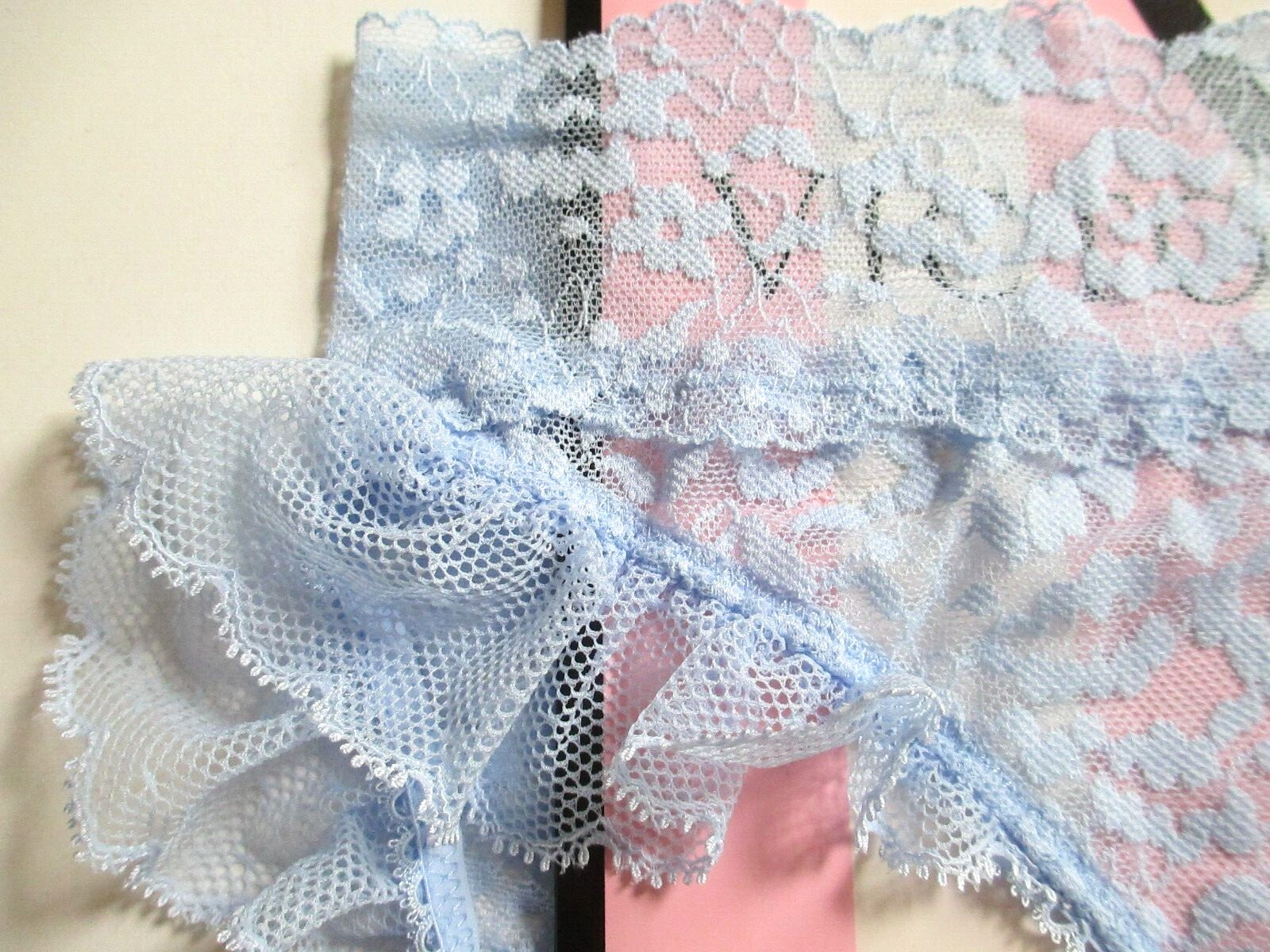 VICTORIA’S SECRET High Waist Brief Panty VS Blue Ruffle Lace M MEDIUM
