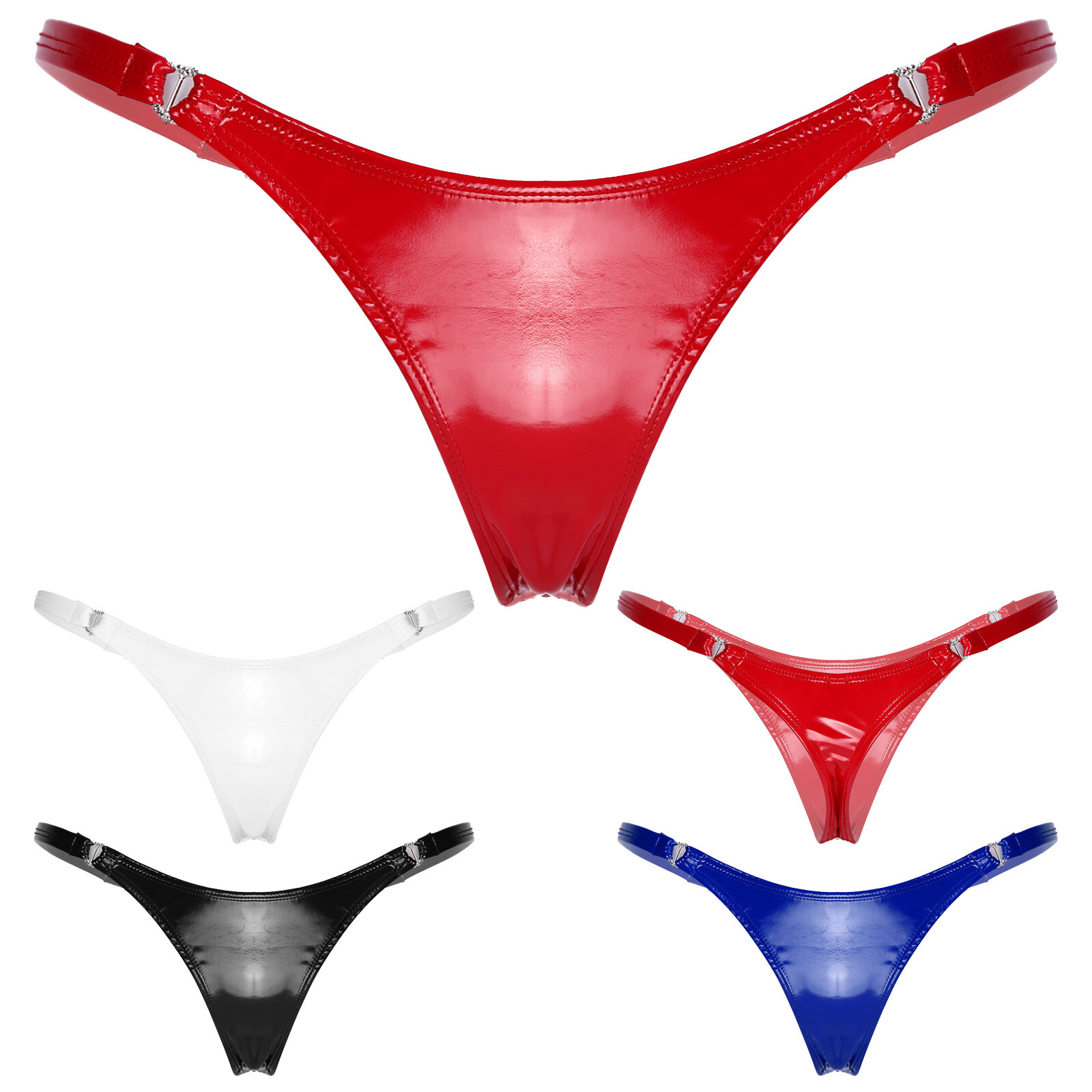US Womens Wetlook PVC Leather Thongs Low Rise Briefs Panties Lingerie T-Back