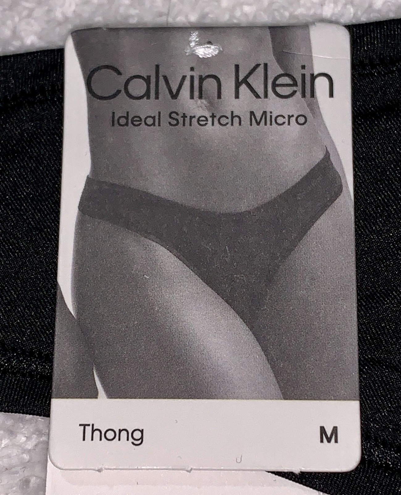 CALVIN KLEIN Ideal Stretch Micro Black Thong Panty Womens XS S 5 M 6 L 7 QD5117