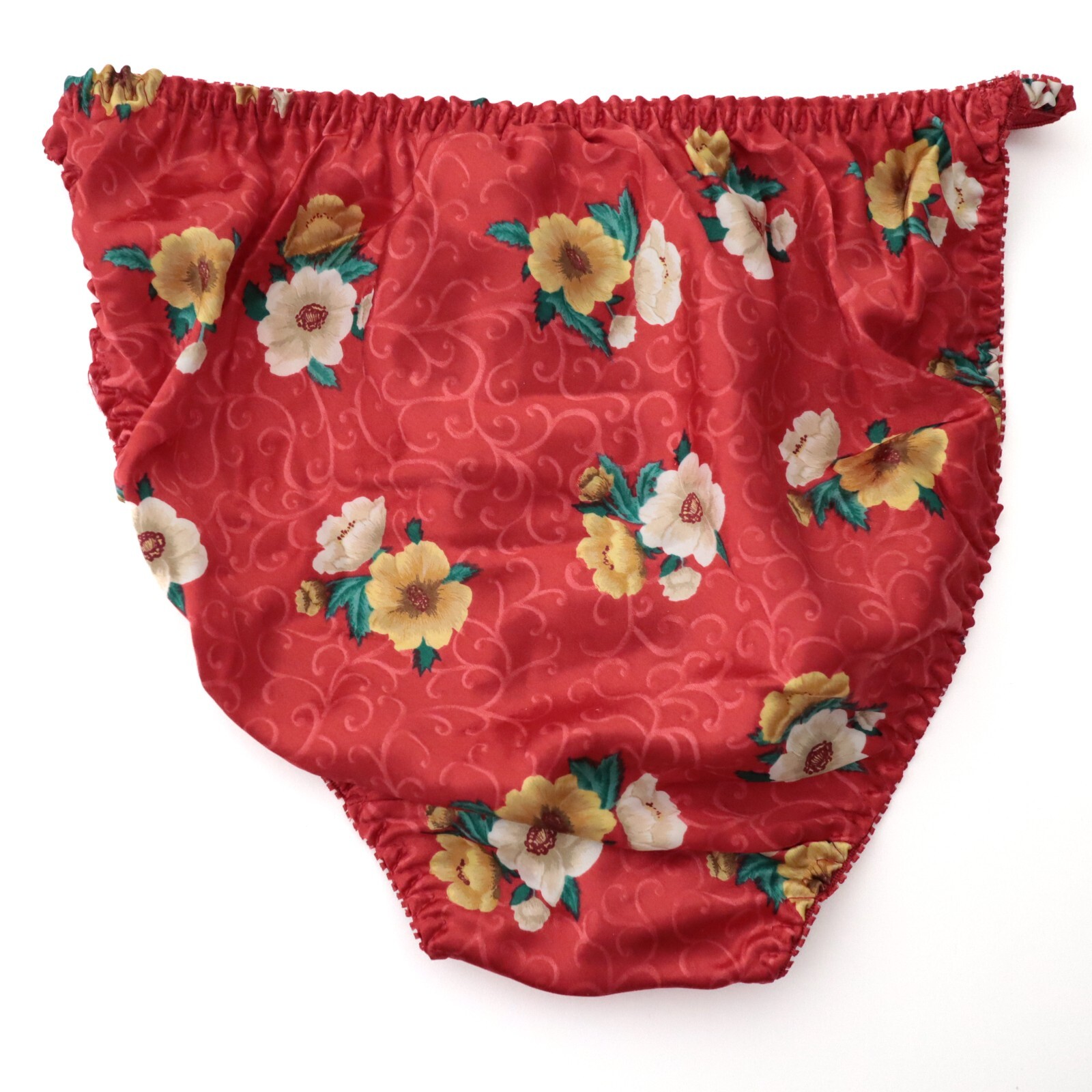 2 NEW VTG 90s Y2K Floral Polyester Satin String Bikini Panty Lot MEDIUM