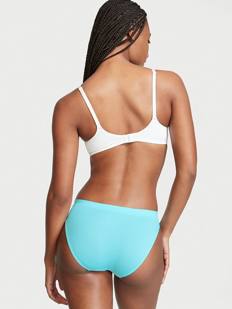 XL Artic Sky Celeste Turquoise Blue LOGO Seamless Victorias Secret Bikini Pantie