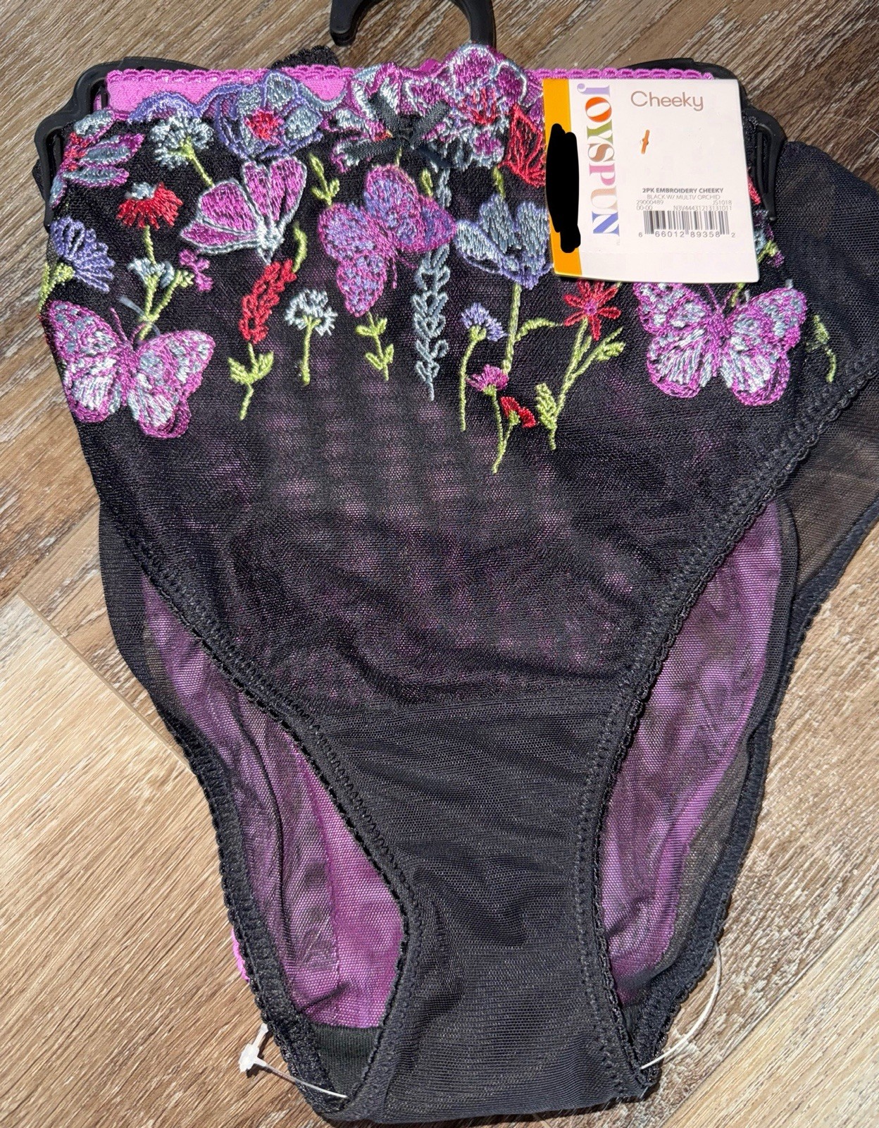 Joyspun ~ 2-Pair Womens Cheeky Underwear Panties Lace Nylon Embroidered ~ S