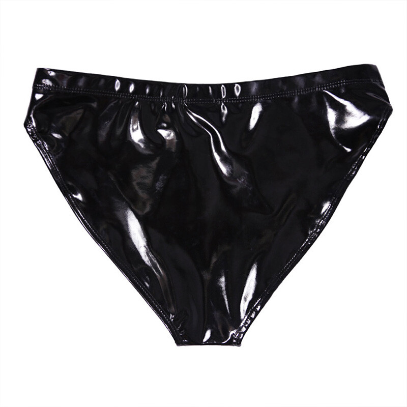 PVC Leather Womens High Waisted Booty Shorts Brief Latex Liquid Nightclub Panty