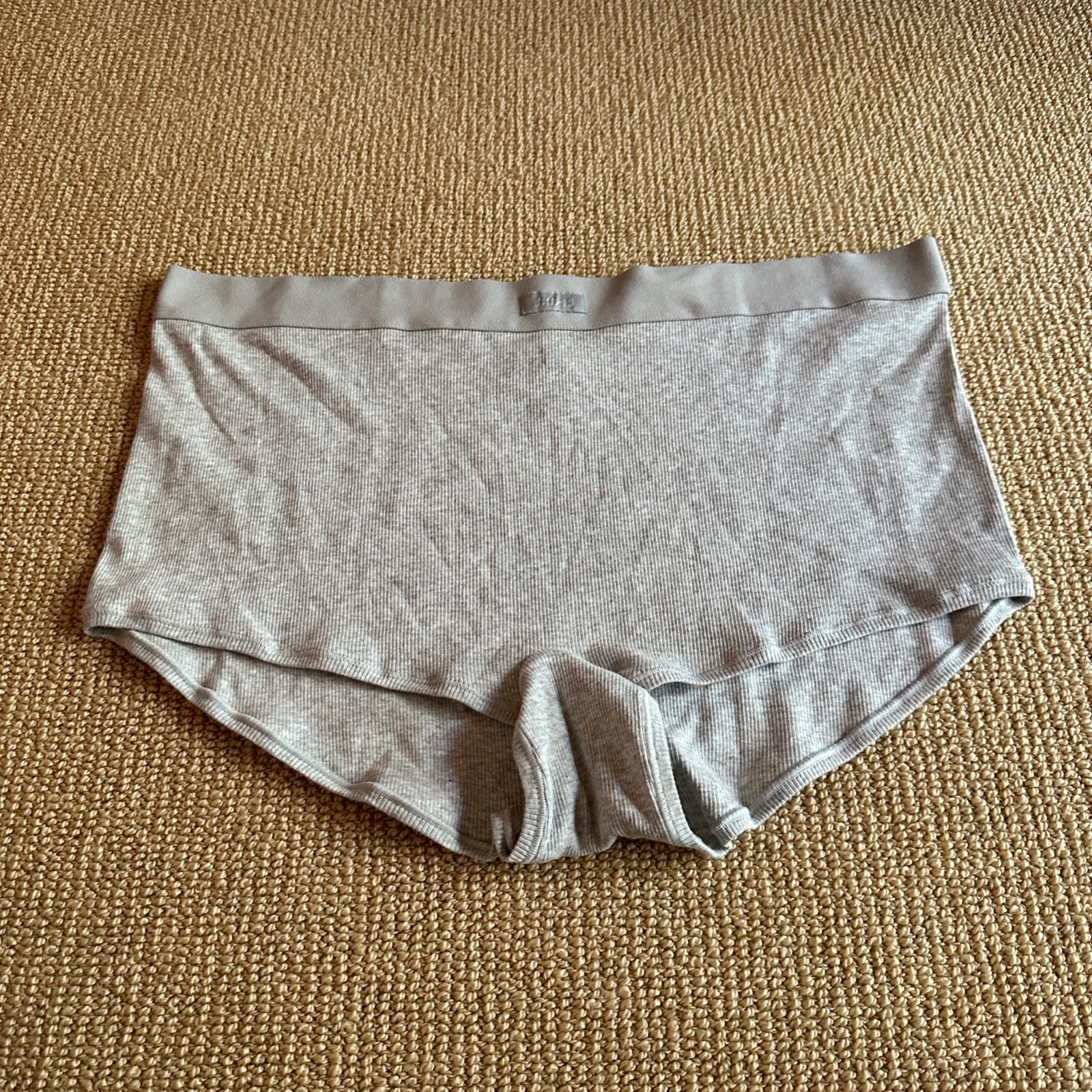 Skims Light Heather Gray Cotton Rib Boy Shorts, Size 3X New