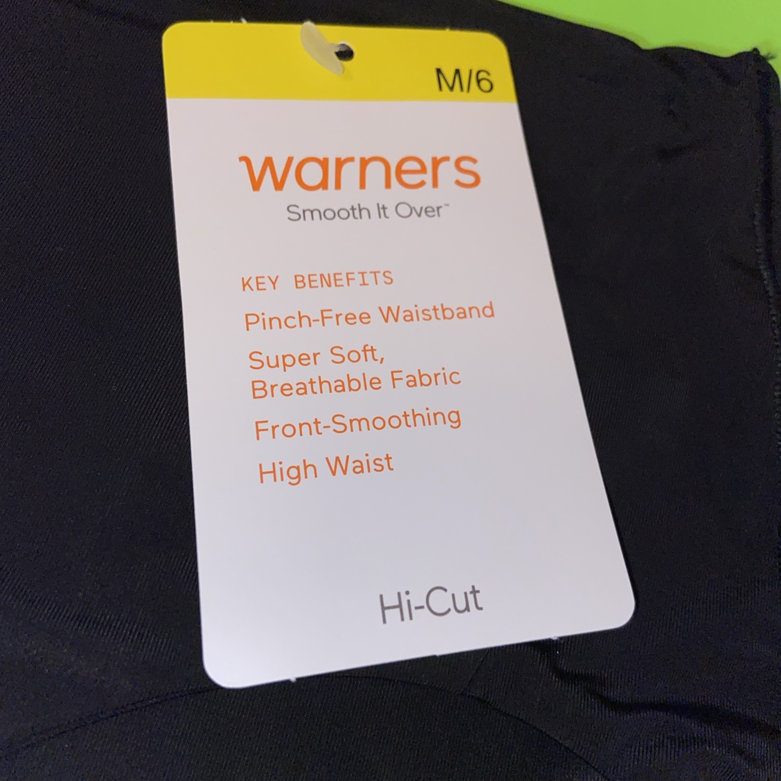 WARNERS BLACK SMOOTH IT OVER BRIEF PANTIES / MEDIUM / 6