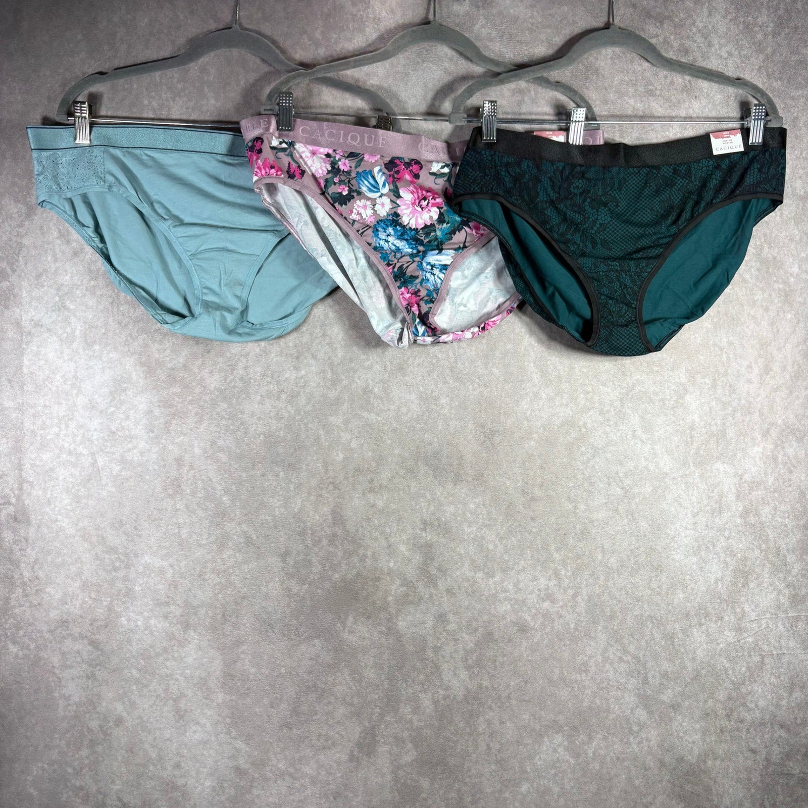 Cacique Panties Womens 18/20 Multicolor Cotton Hipster 3 Pack Floral Lace NEW