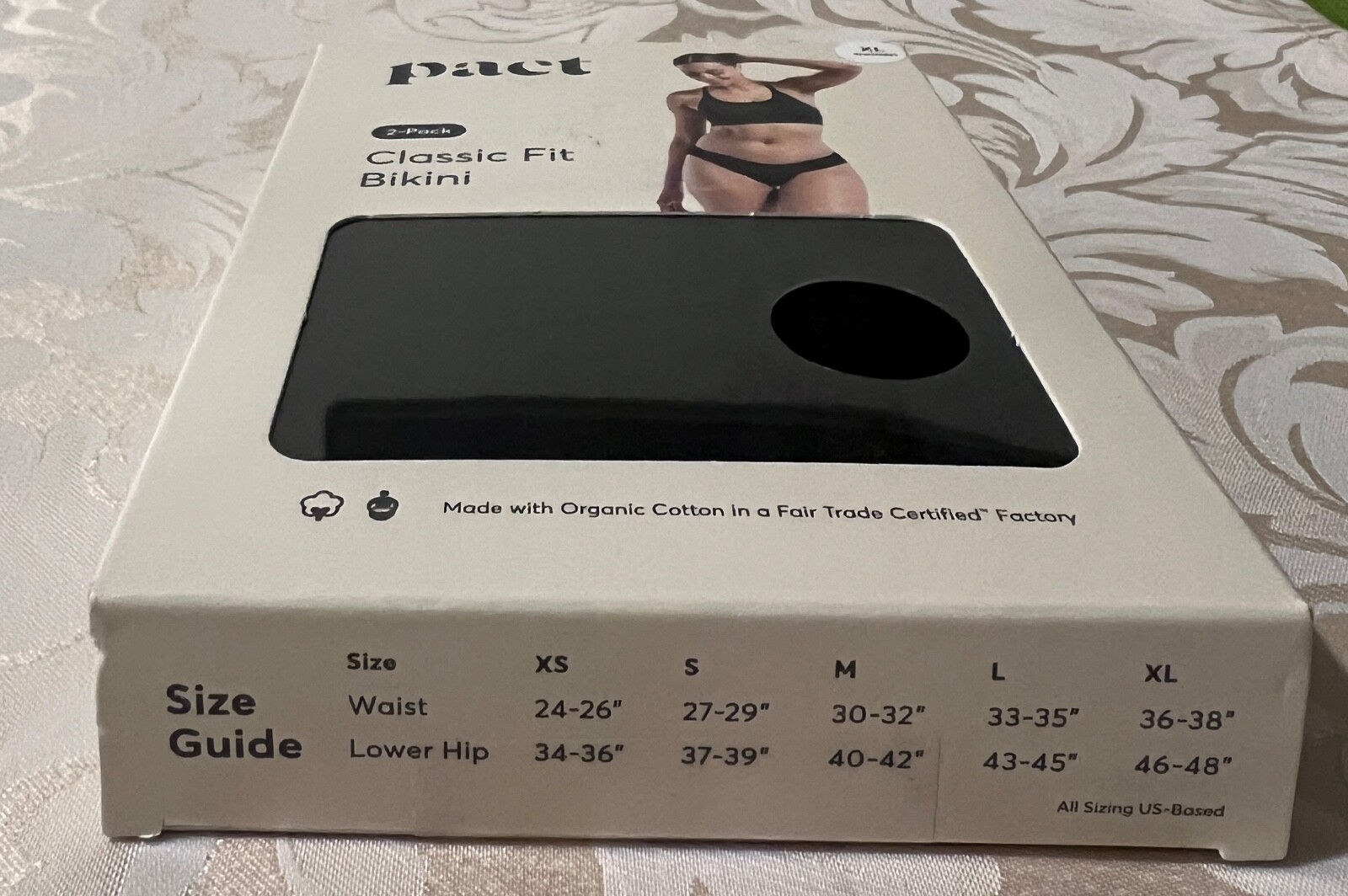 Pact size XL 2pc Classic Fit Bikini Rise Waist Organic Cotton 95%/5%Elastane