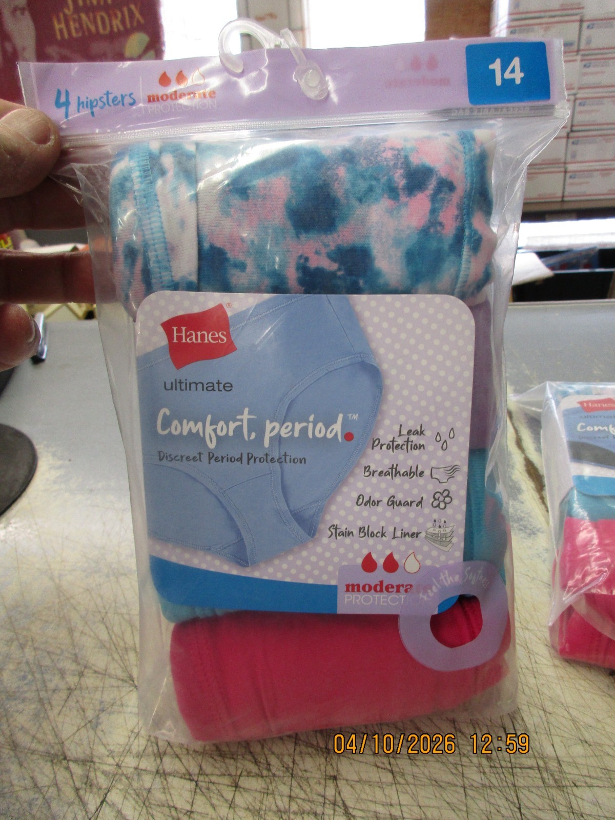 NEW 4 Pack Hanes Comfort Period Moderate Panties Microfiber Hipsters Size 14