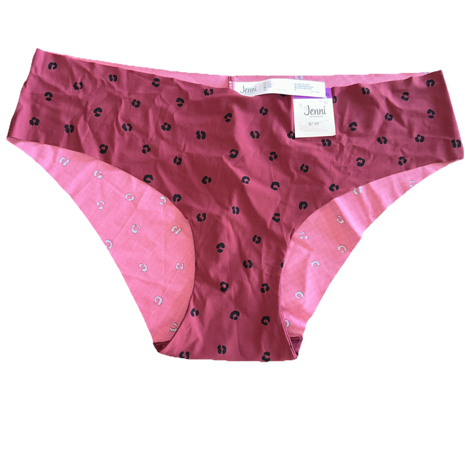 Jenni Women’s No Line No Line No Show Hipsters Panties Underwear Simple Leo XXL