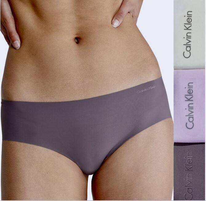 CALVIN KLEIN Invisibles Vanilla Lilac Grey 3 pk Hipster Panty Underwear Womens L
