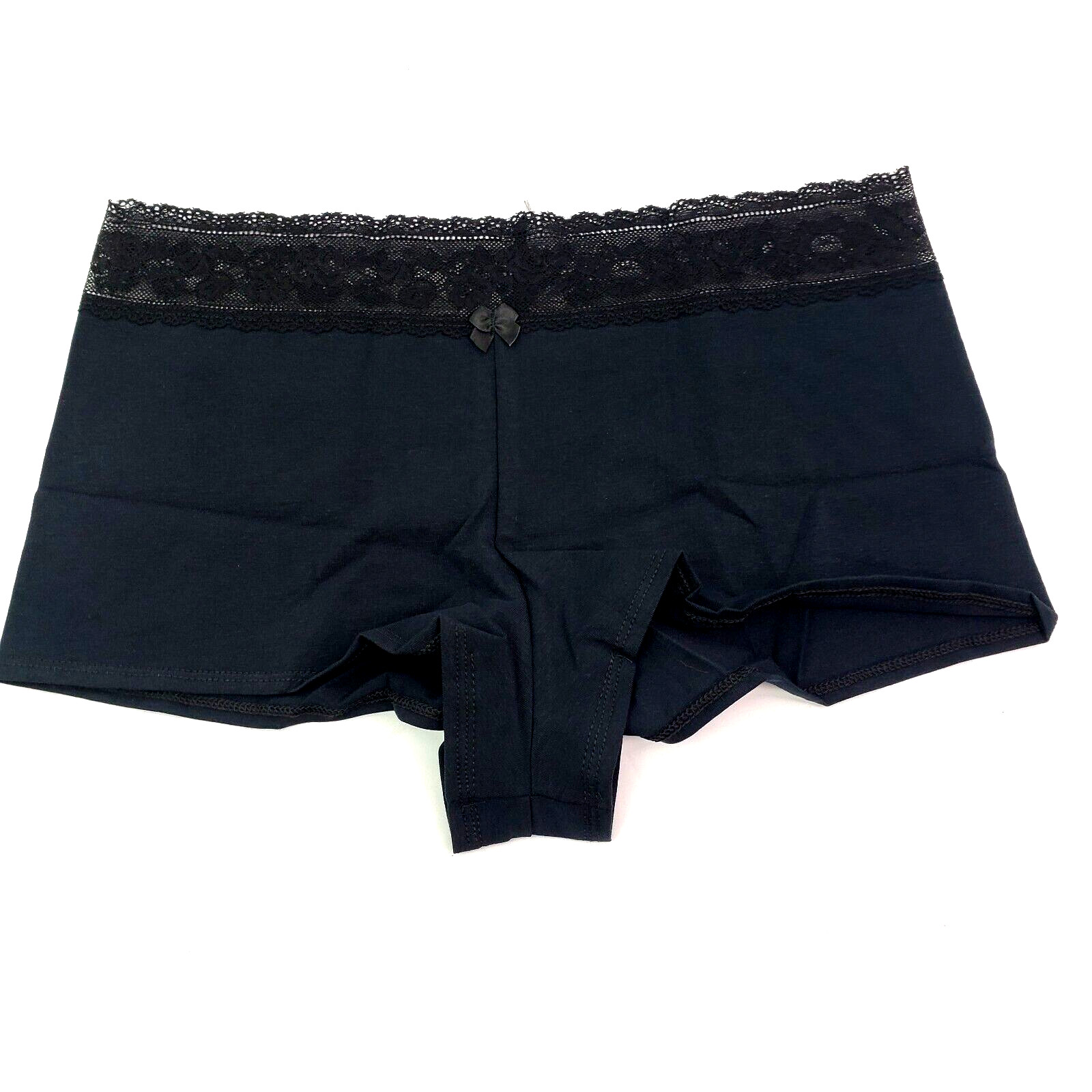 Mia De Andrea Womens Size XL Black Lace Band Accent Boyshort Panties Underwear