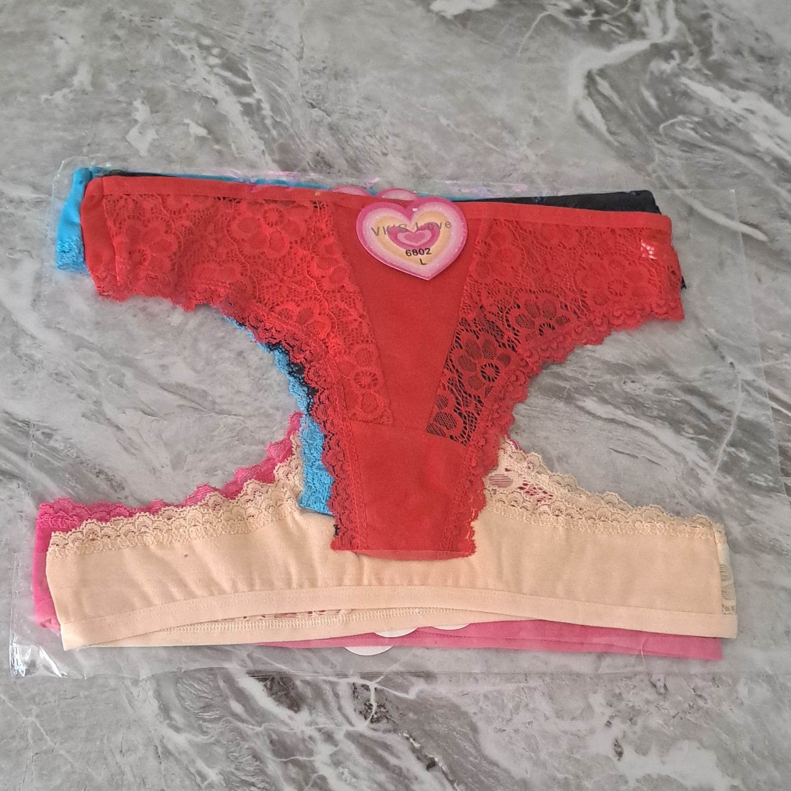 Women’s Lace Thong/String Panties 5 Pack Multicolor Size M Stretch MPN 6802
