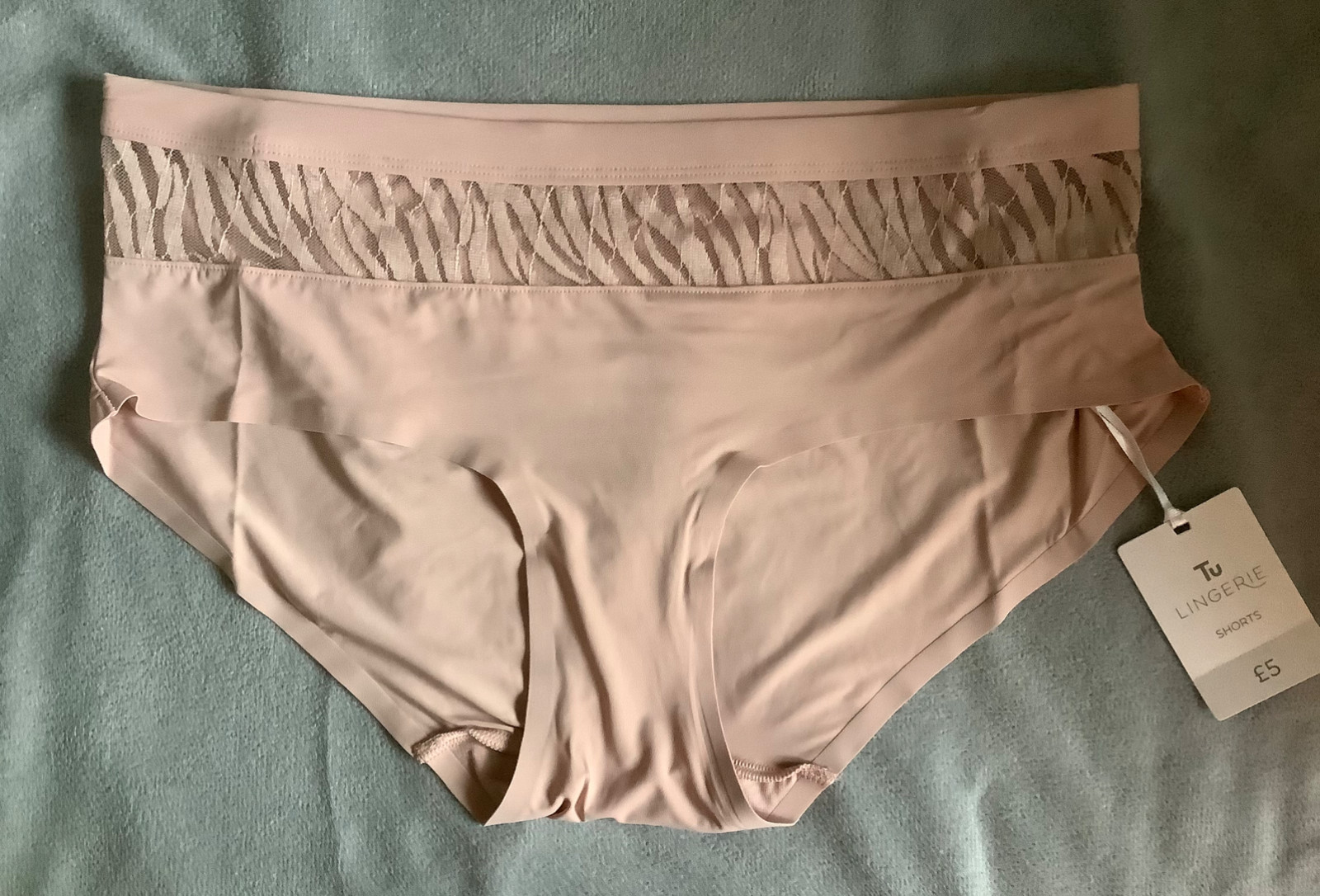 TU -Dusky Pink Satin & Mesh Trim Shorts Style Knickers SIZE 10 – BNWT