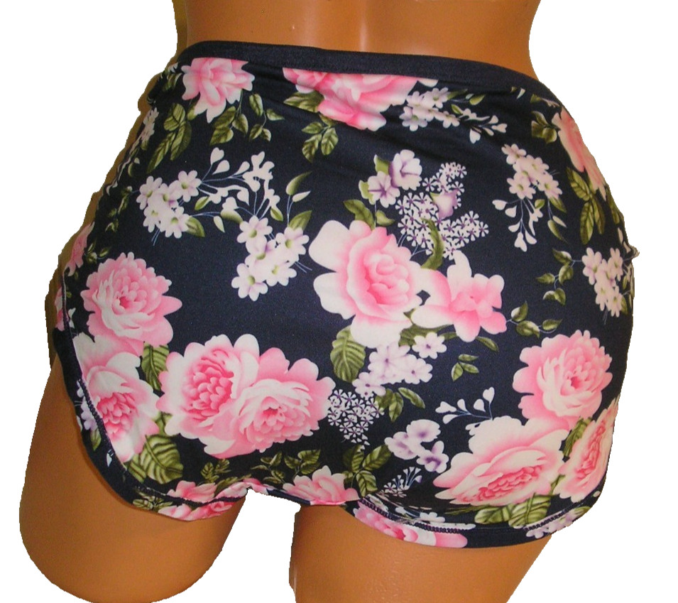 Panties Lingerie Floral Print Dark Blue Brief 2XL Adult Gift