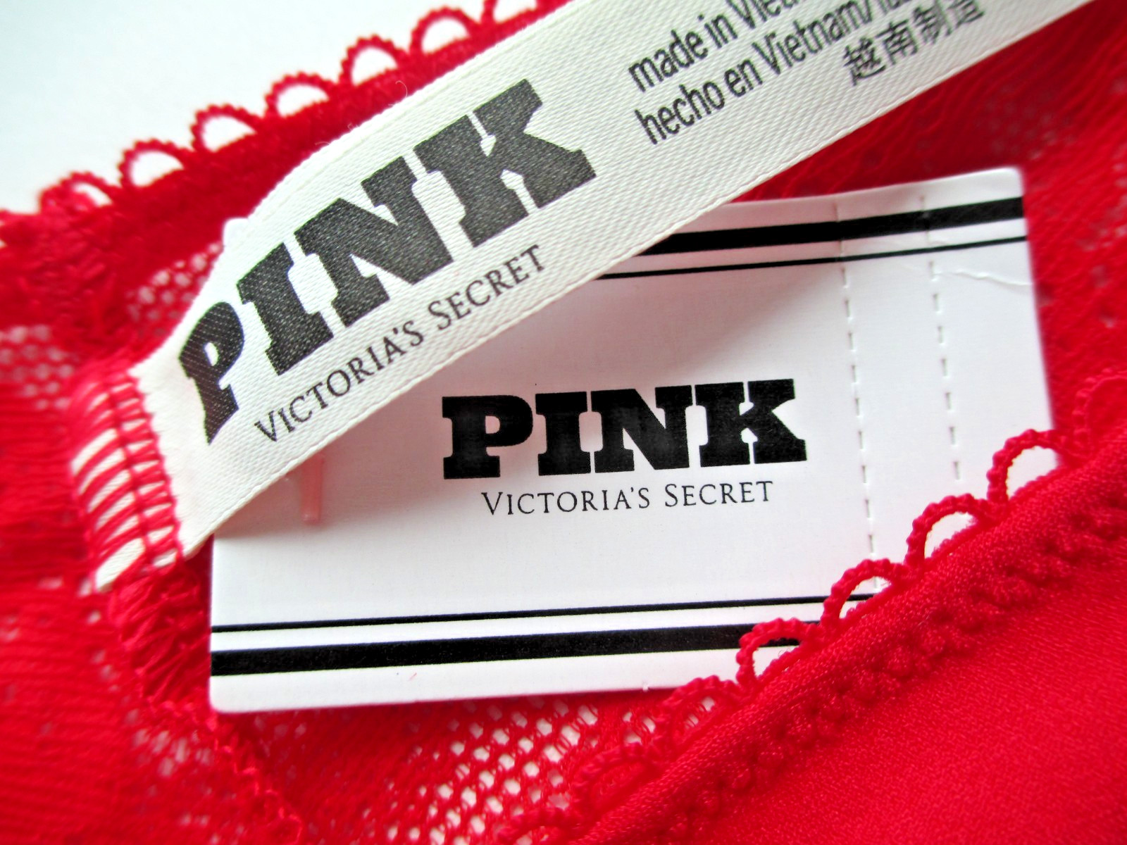 VICTORIA’S SECRET PINK No Show Cheeky Panty VS Red S M L XL Lace Back NWT