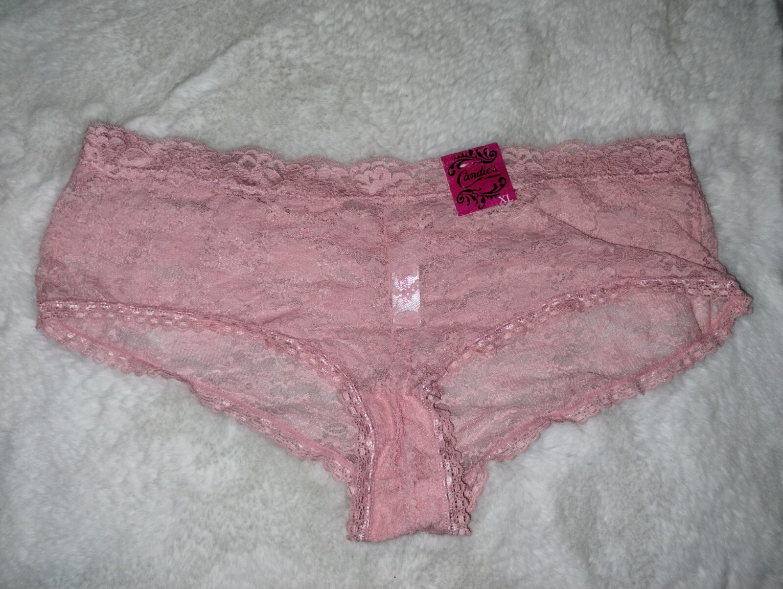 CANDIES Pink Lace Lacy Hipster Panties New Underwear XLarge Sheer NWT Free Ship