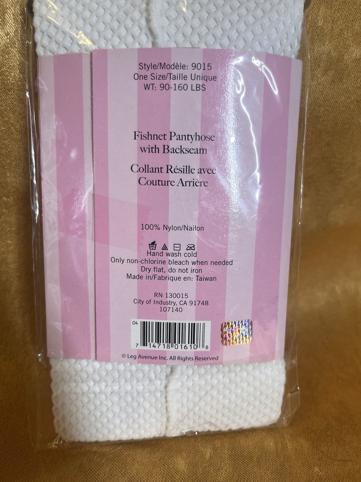 Fishnet Backseam Pantyhose – One Size – White Party Halloween Leg avenue Nylon
