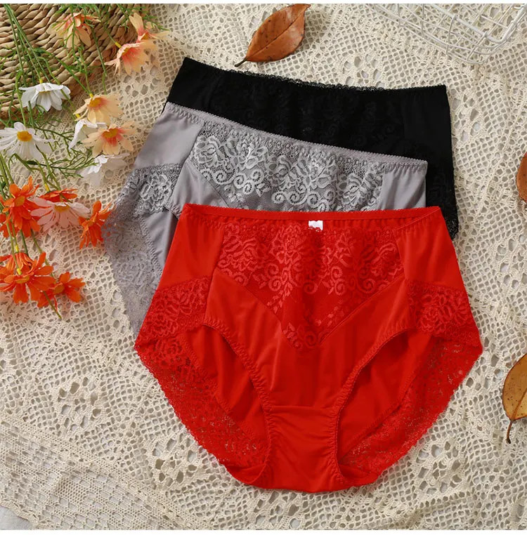 High Waist Lace Panties Women’s Plus Size Soft Stretch Comfort Briefs Underwear
