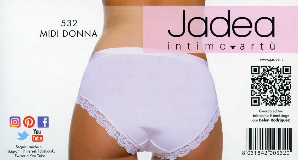Slip midi da donna in pizzo cotone modal elastico intimo elasticizzato Jadea 532