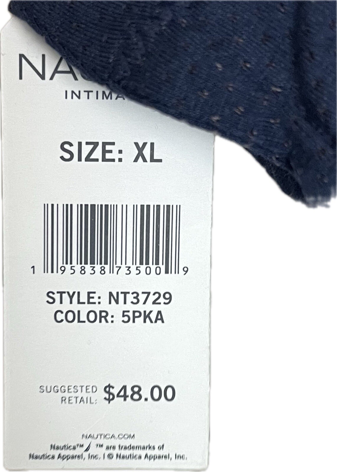 Nautica XL Winter Colors Logo Mesh Stretch Flat Elastic Waistband Thong Panties
