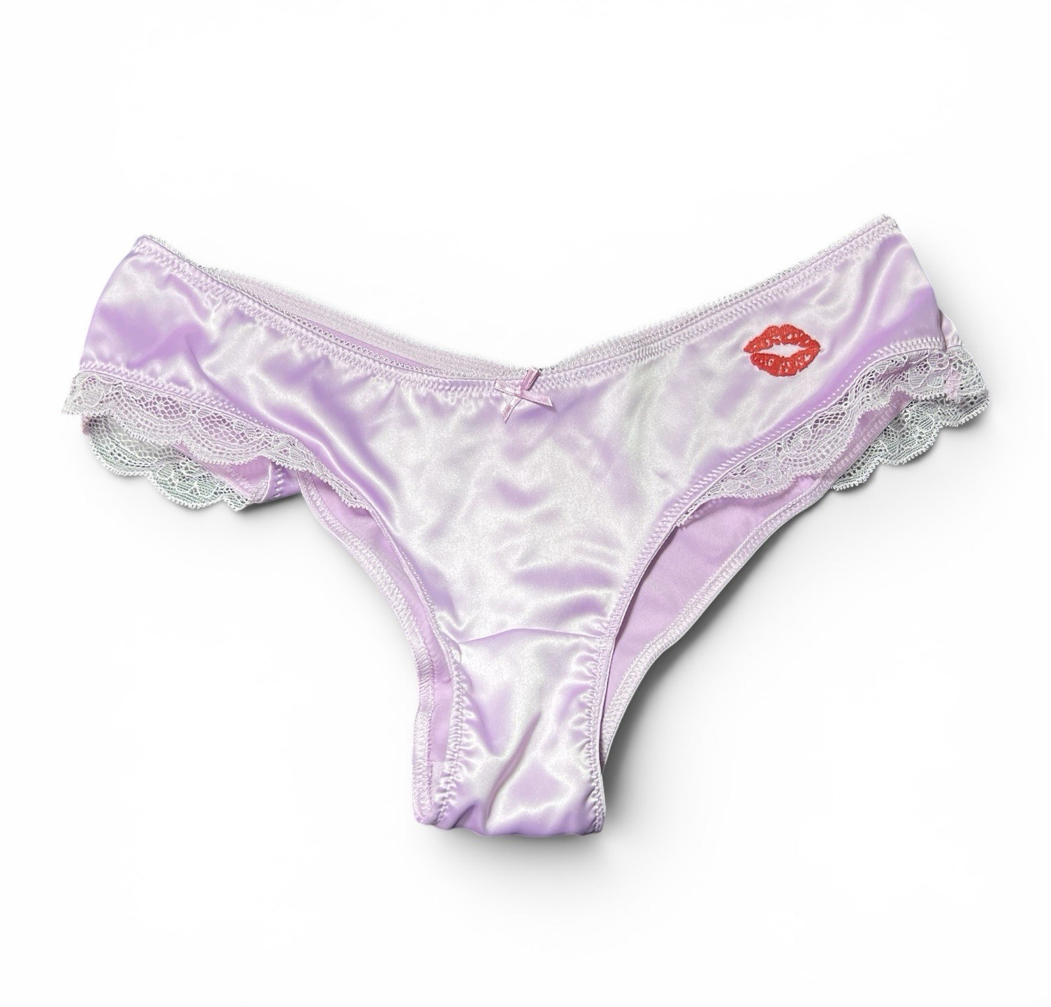 Victoria’s Secret Satin Cheeky Panty Women’s Size XS Lavender Lace Trim NWT