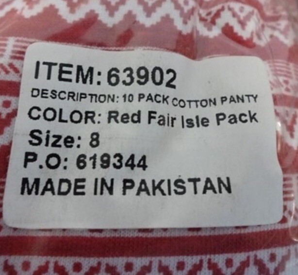 10-Pack Cotton Granny Panties Cozee Corner Red Fair Isle Pack Christmas Size 8