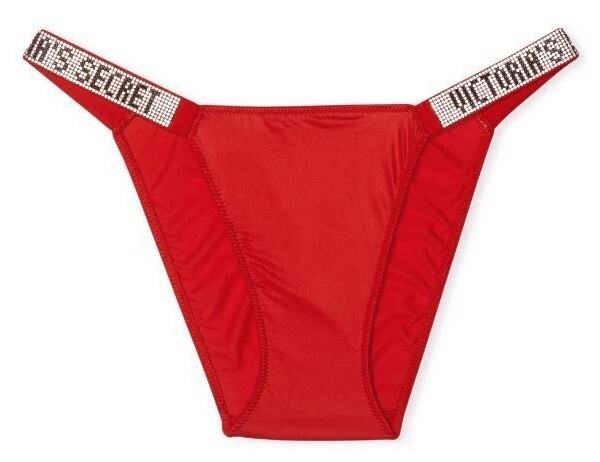 Victorias Secret Bombshell Logo Shine Strap Bikini Panties XS-S-M-L Sexy Red