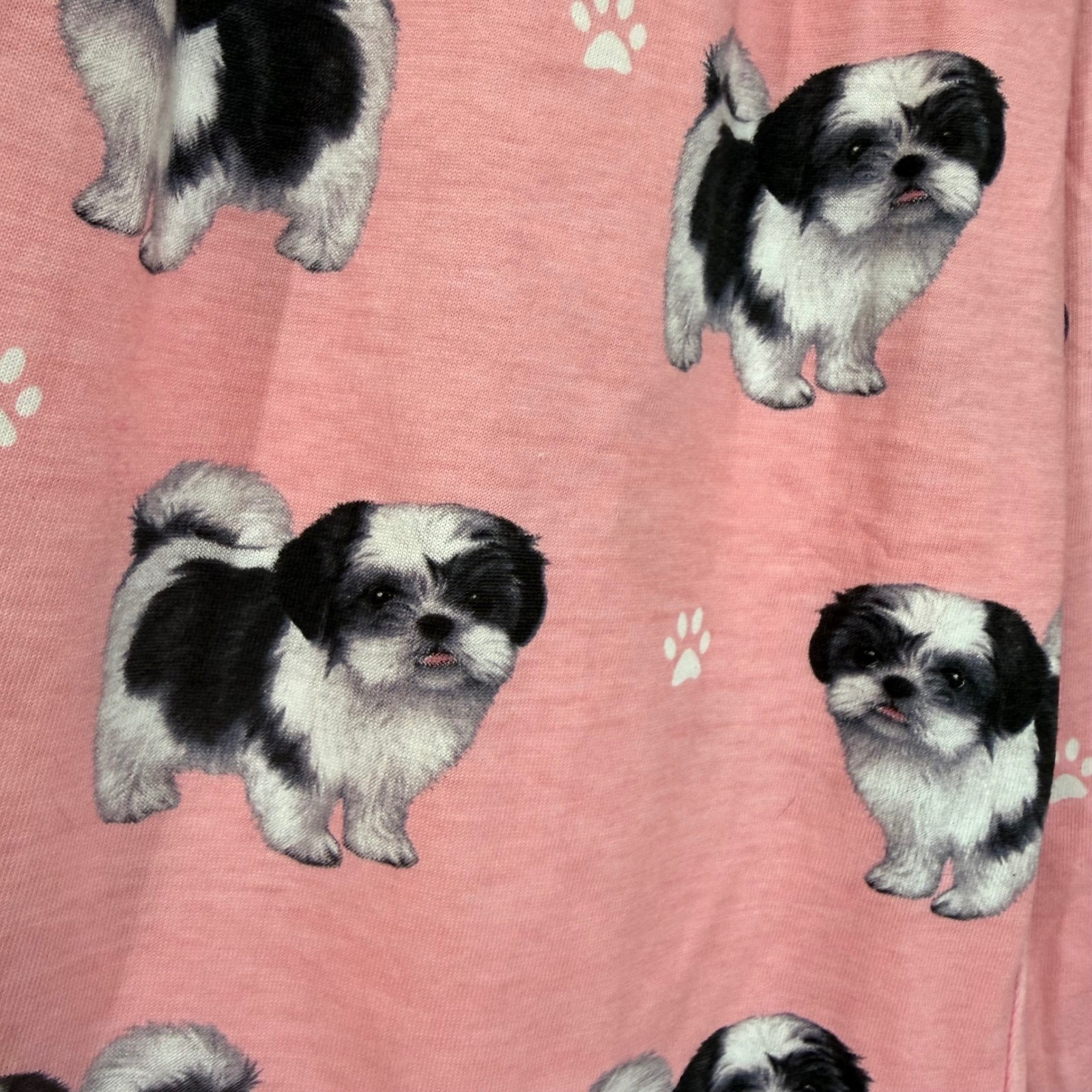 Comfies Shih Tzu Pajama Pants Womens M Pink Dog Print Lounge Sleep Pants NWT