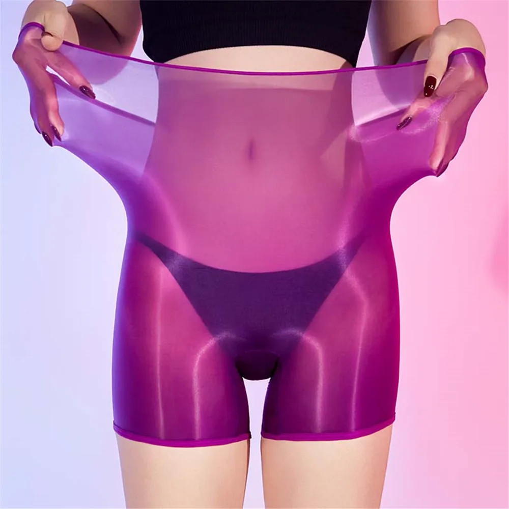 Oil Glossy Shiny High Waist Brief 6D Nylon Smooth Boxers Shorts Bottom Underwear