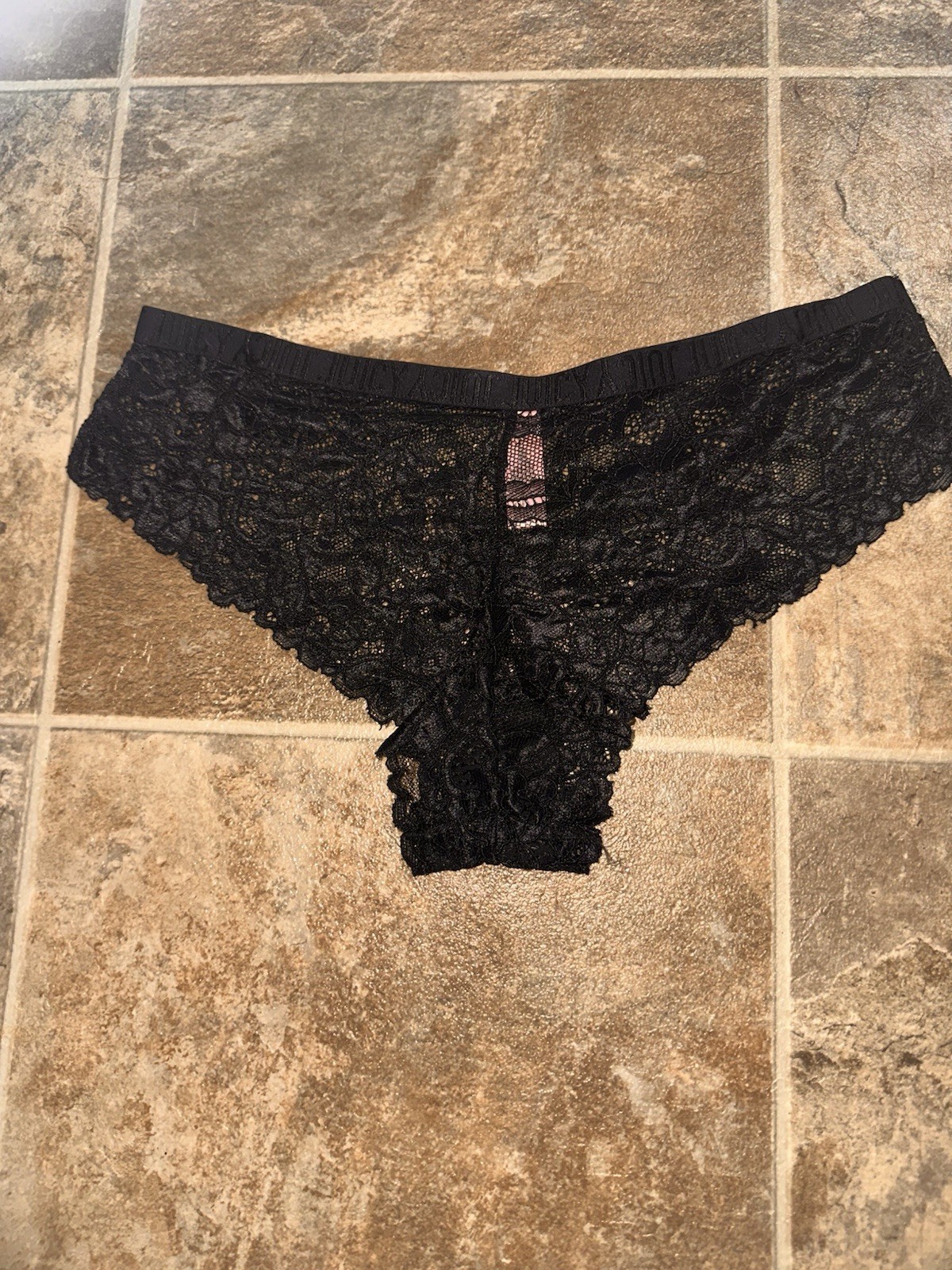 Women’s Cheeky Panties Black Lace Floral Stretch Regular Size M 1 Pack