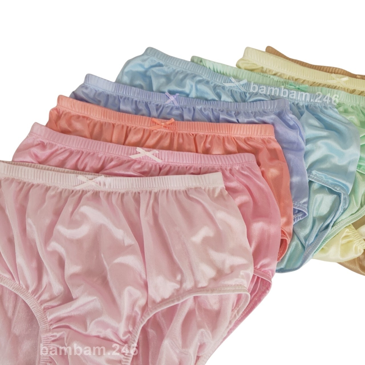 x6 Vintage Silky Nylon Underwear Size L High Waist Panties Briefs Hips 34″-44″ M