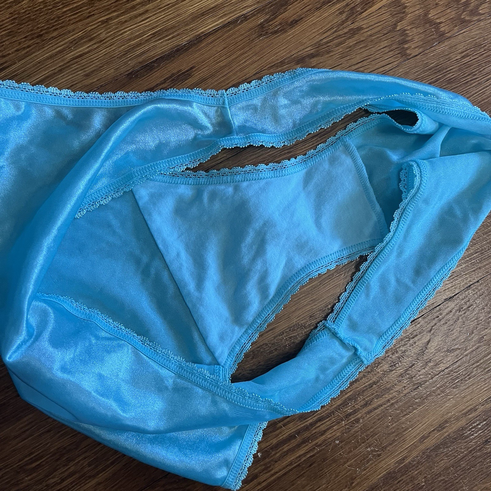 Smart Sexy panties NWOT 9 satin Teal Lace trim Bikini Brief low rise