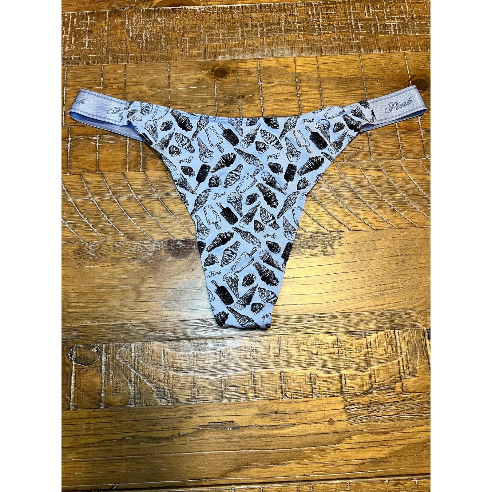NWT Victoria’s Secret PINK Thong Panty Novelty Ice Cream Print Size XXL Spring