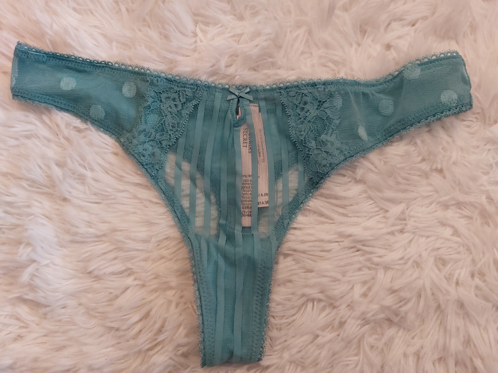 NWT VICTORIA SECRET The Lacie Lacie Sheer Heritage Thong Panty XLarge (A3)