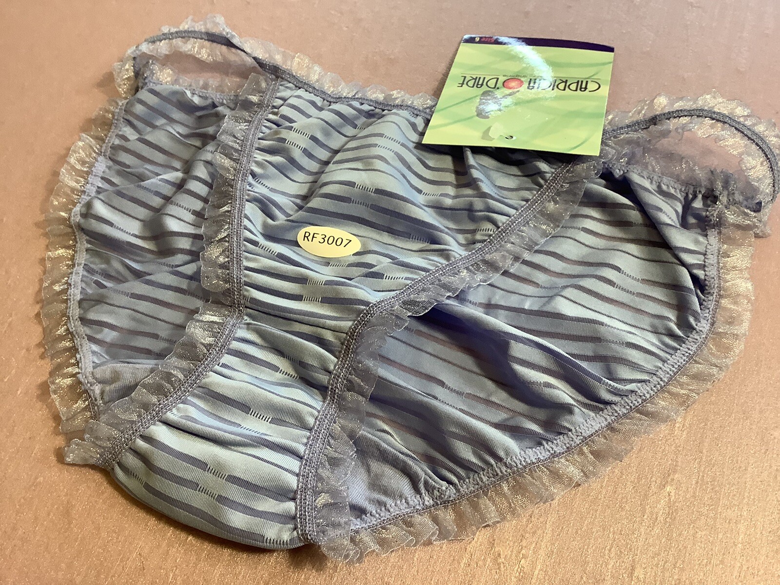 Women Panties Bikinis CAPRICIA O’DARE size L/7 Striped Transparent W/decoration