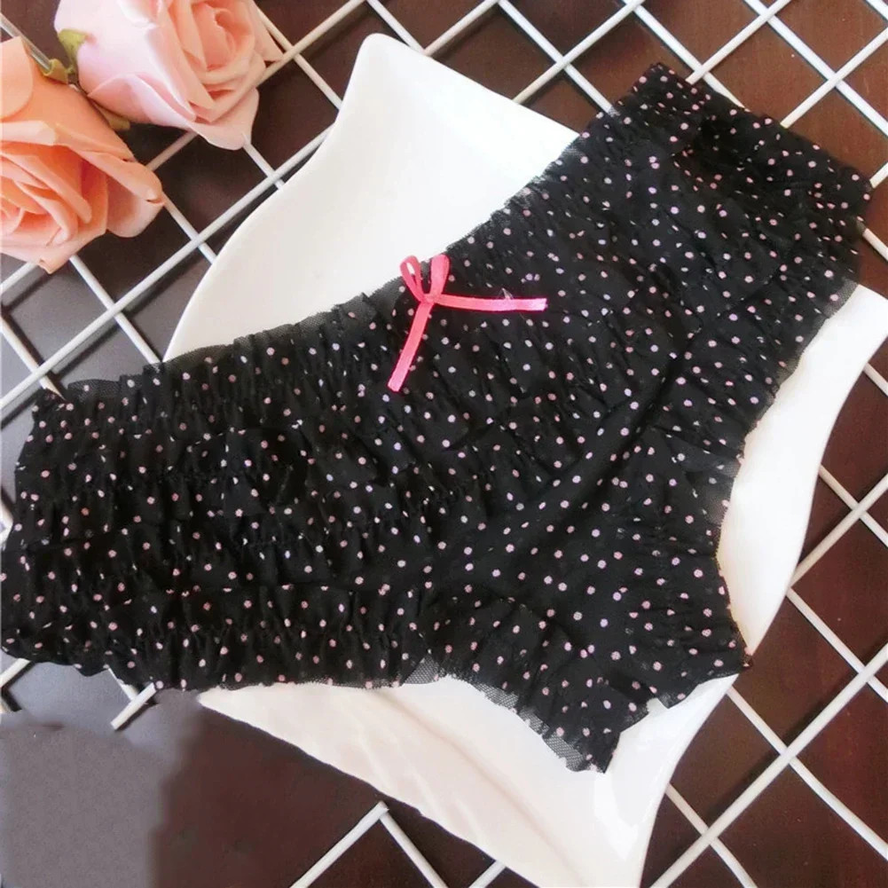 Lace Mid Rise Panties Polka Dot Mesh Soft Breathable Stretch Briefs Fit